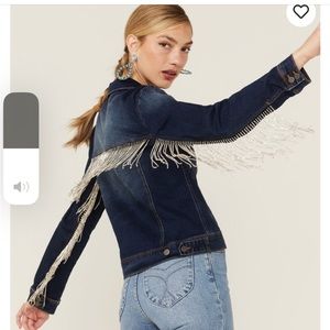 SCULLY WOMEN'S RHINESTONE FRINGE DENIM JACKET Size M